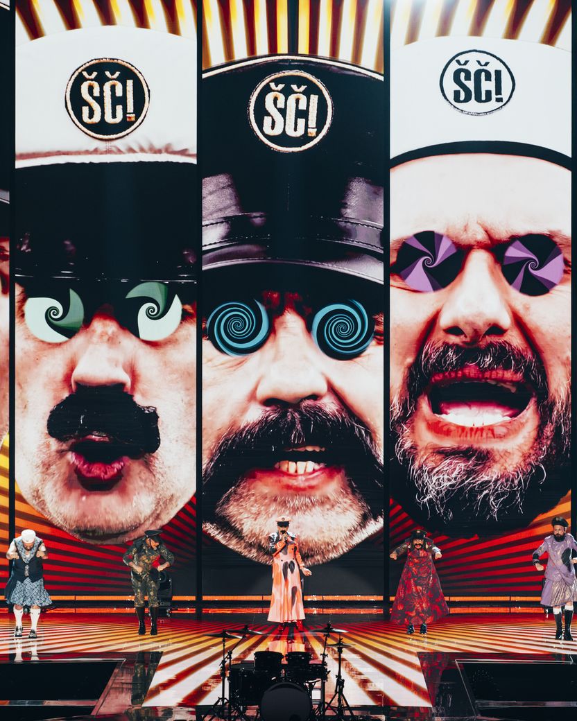 Let 3 performed Mama ŠČ! for Croatia at the Grand Final at Liverpool Arena