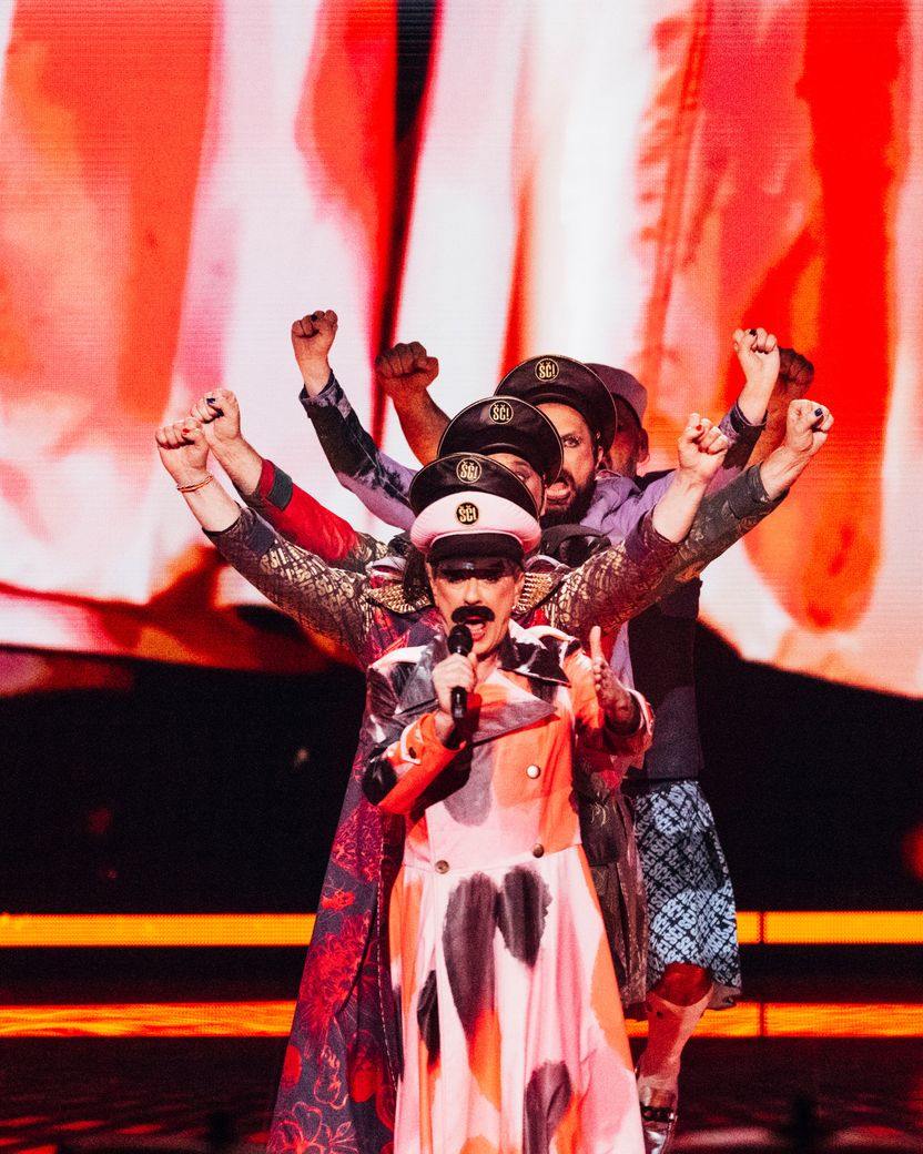 Let 3 performed Mama ŠČ! for Croatia at the Grand Final at Liverpool Arena