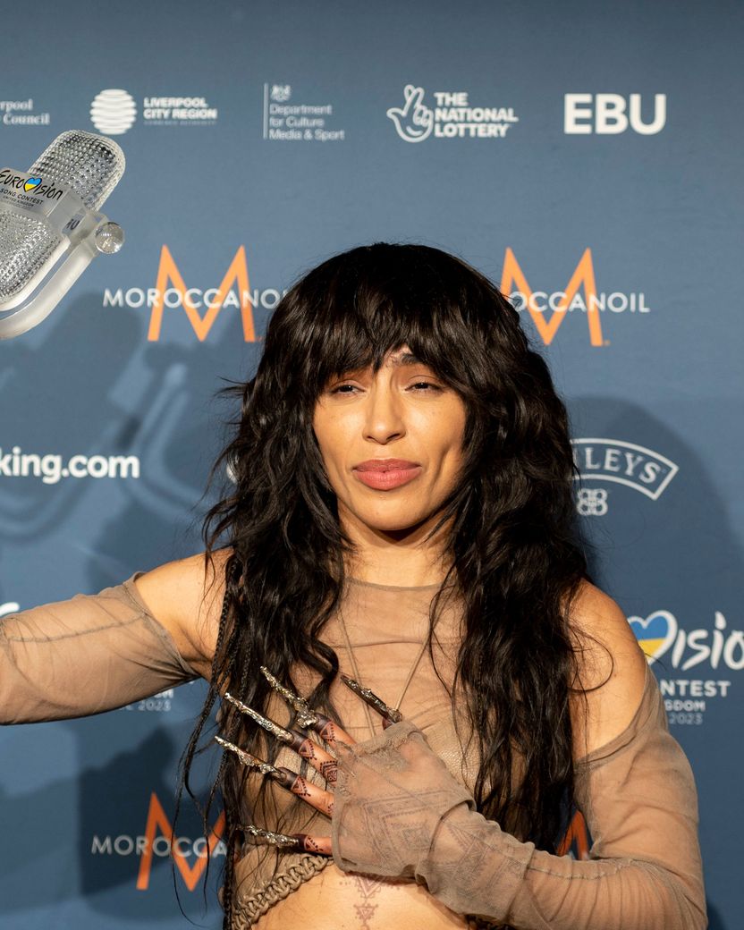 The Eurovision 2023 winner Loreen attending the winner’s press conference at Liverpool Arena