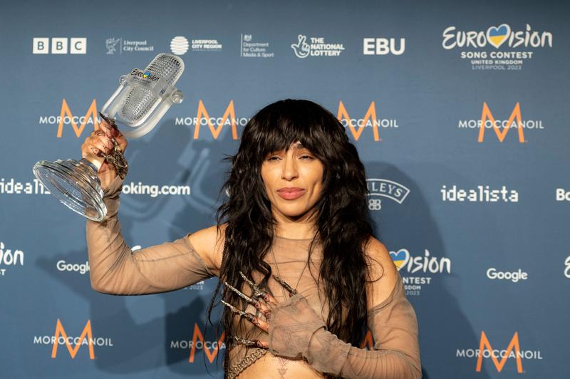 The Eurovision 2023 winner Loreen attending the winner’s press conference at Liverpool Arena