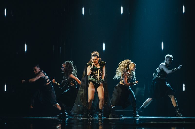 Alessandra rehearsing Queen of Kings for Norway at the First Rehearsal of the First Semi-Final at Liverpool Arena