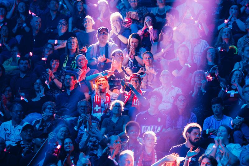 The crowd inside the arena at Basel 2025