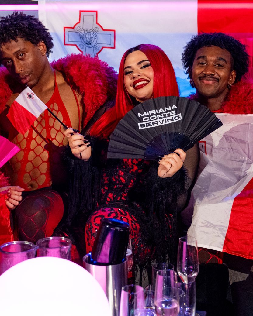 Miriana Conte representing Malta in the Green Room at Basel 2025