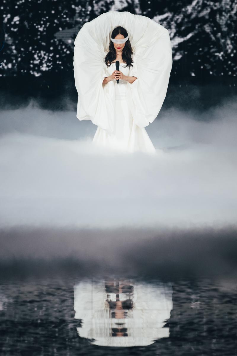 Nina Žižić rehearsing Dobrodošli for Montenegro at St. Jakobshalle