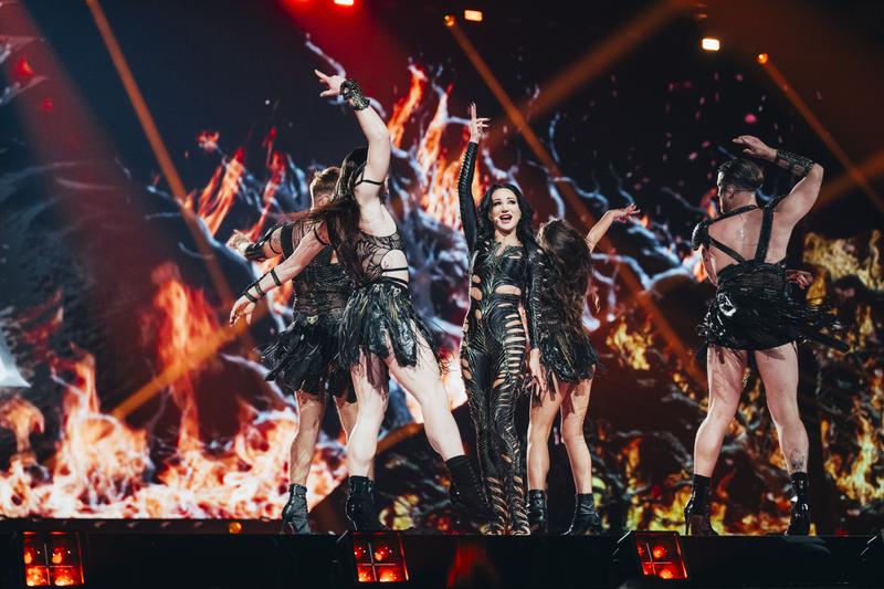 Justyna Steczkowska rehearsing GAJA for Poland at St. Jakobshalle