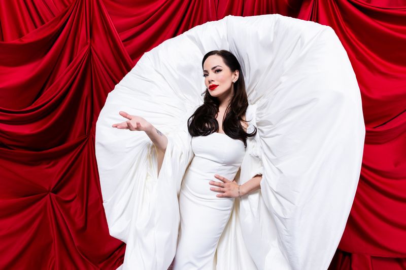 Nina Žižić representing Montenegro in the Official Portrait Studio at St. Jakobshalle