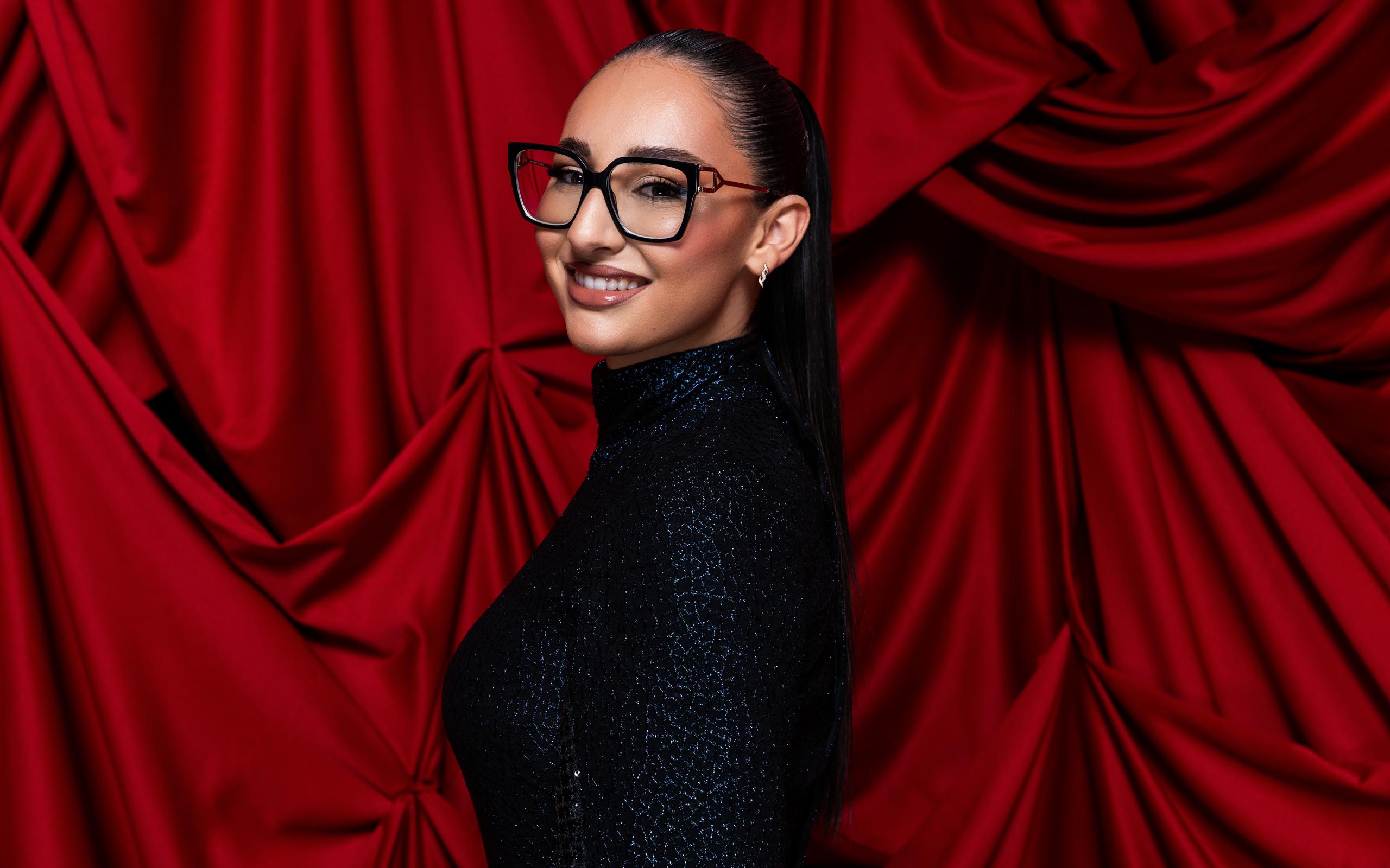 Klavdia representing Greece in the Official Portrait Studio at St. Jakobshalle 