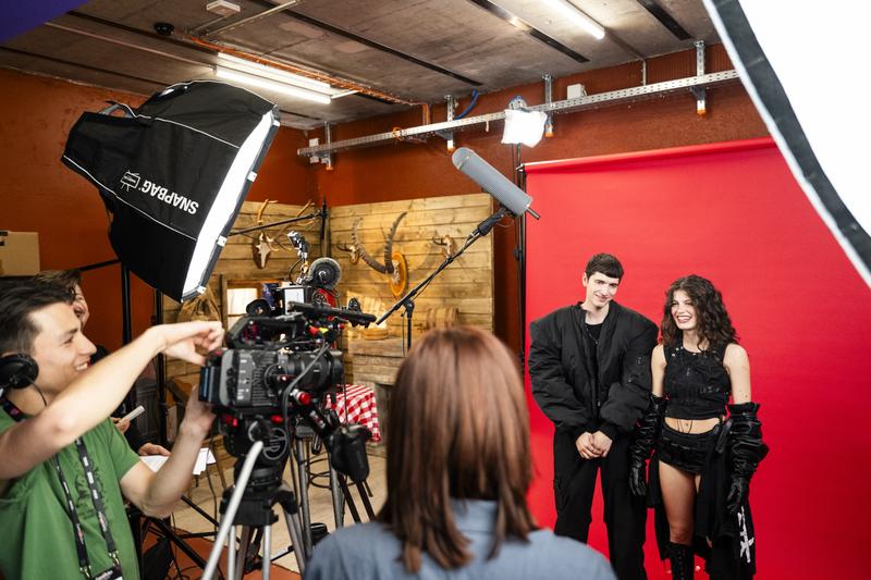 Backstage content creation with Abor & Tynna from Germany at the 69th Eurovision Song Contest in Basel, Switzerland