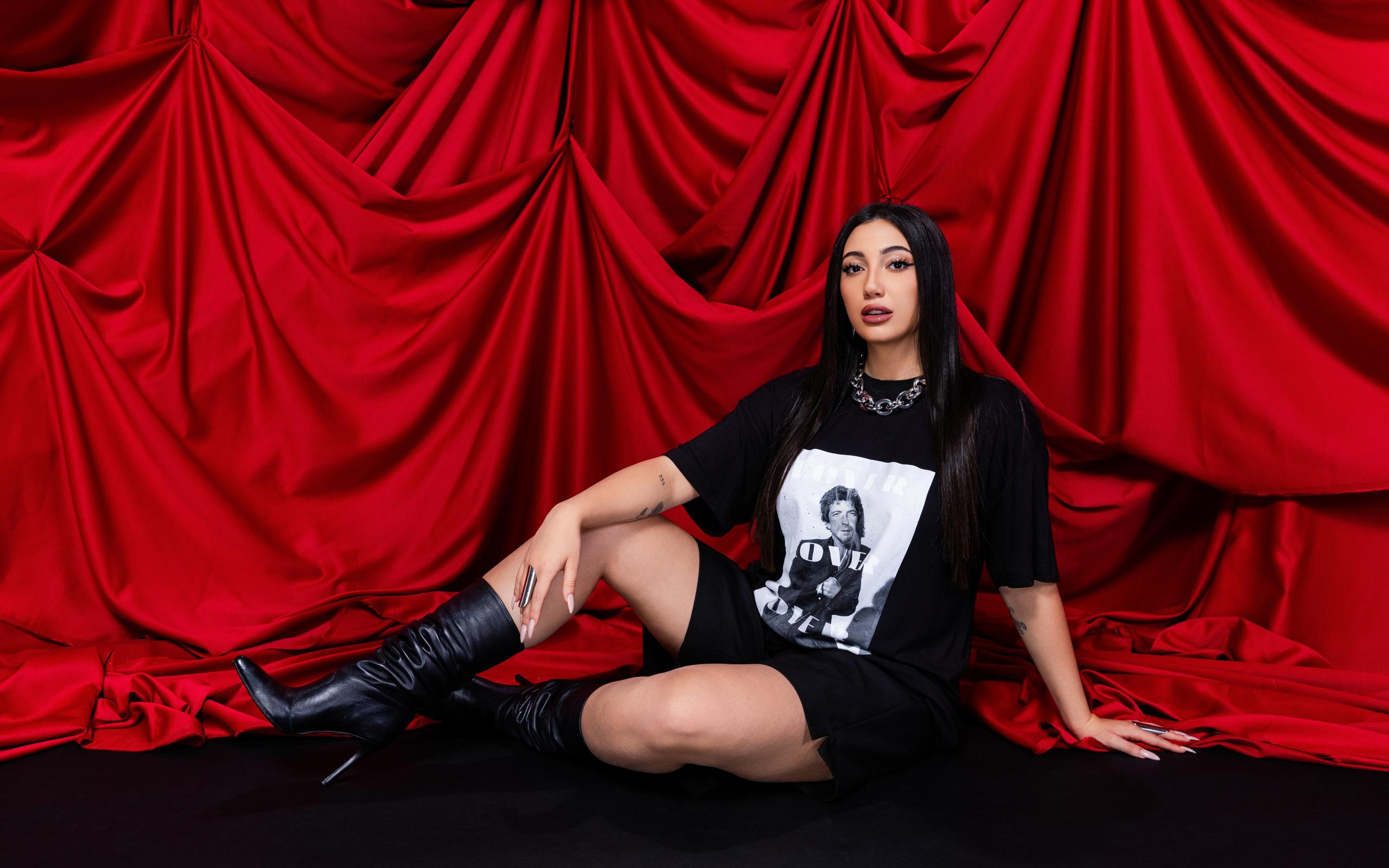 Yuval Raphael representing Israel in the Official Portrait Studio at St. Jakobshalle 