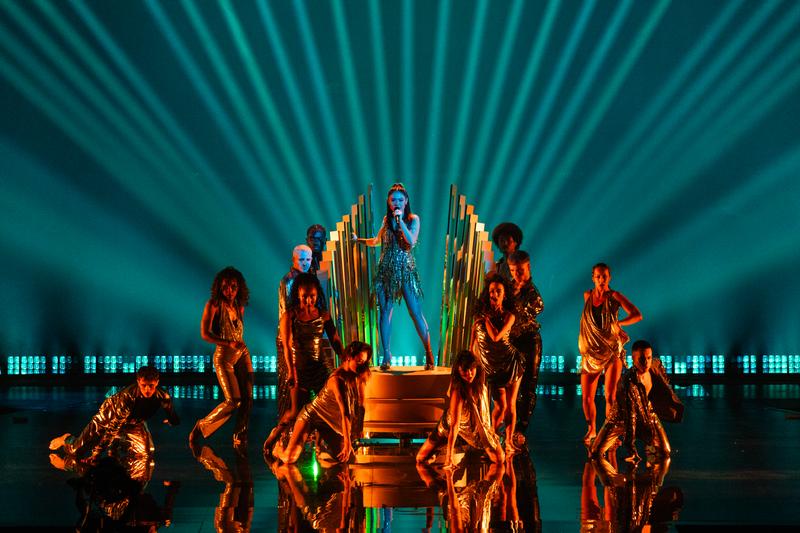 Efendi performing in the interval of the Second Semi-Final of the 69th Eurovision Song Contest at St. Jakobshalle in Basel, Switzerland