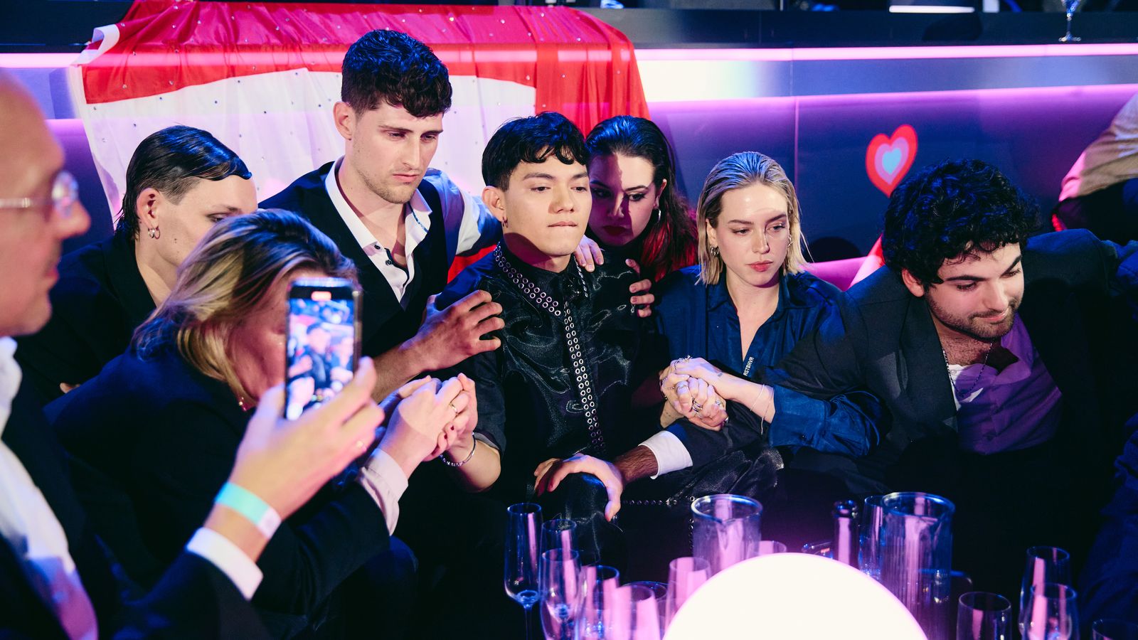 JJ awaits the results of Eurovision 2025 in the Green Room at St. Jakobshalle