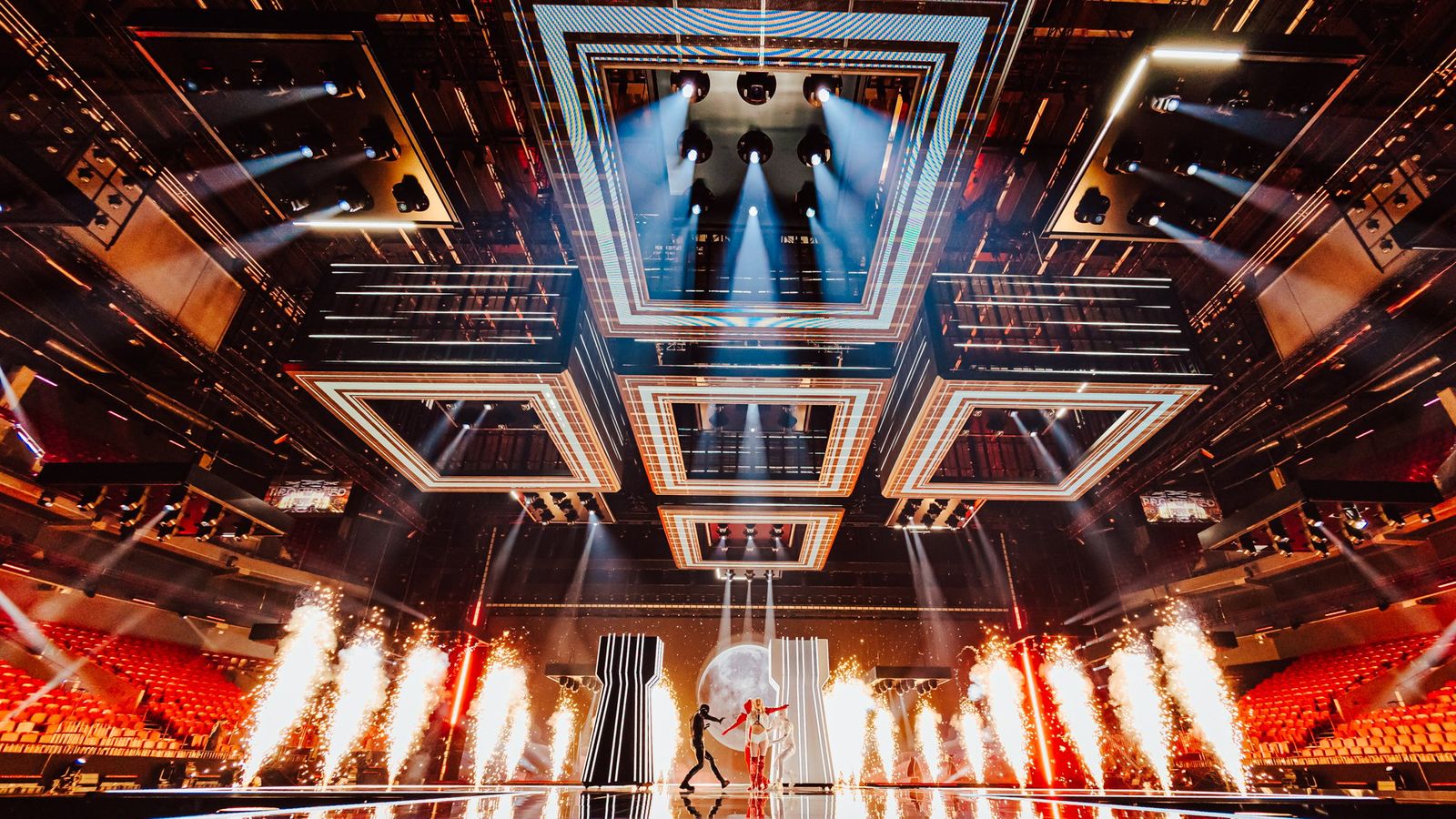 LUNA rehearsing The Tower for Poland at the First Rehearsal of the First Semi-Final at Malmö Arena