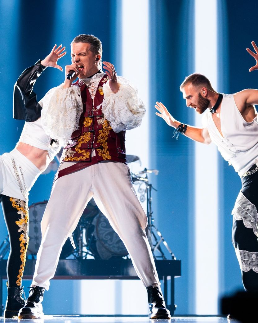 Baby Lasagna rehearsing Rim Tim Tagi Dim for Croatia at the First Rehearsal of the First Semi-Final at Malmö Arena