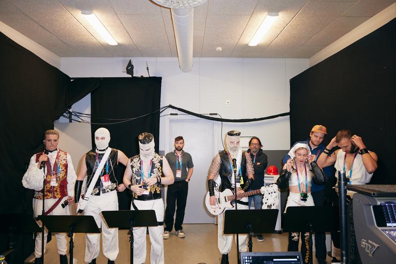 Croatia's Baby Lasagna backstage at Malmö Arena ahead of his first rehearsal