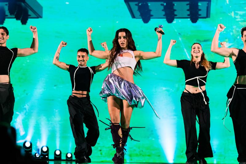 Marina Satti rehearsing ZARI for Greece at the First Rehearsal of the Second Semi-Final at Malmö Arena