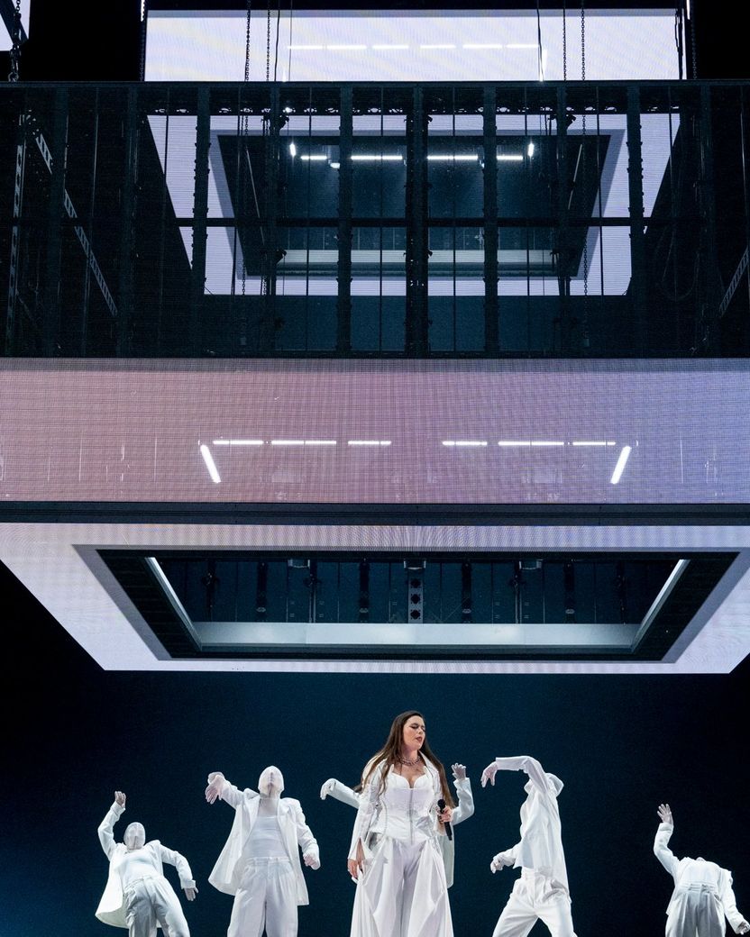 iolanda rehearsing Grito for Portugal at the First Rehearsal of the First Semi-Final at Malmö Arena