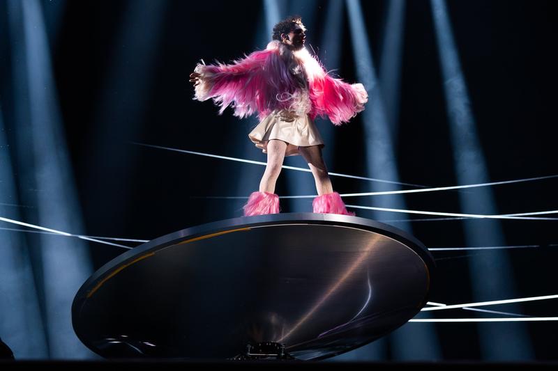 Nemo rehearsing The Code for Switzerland at the First Rehearsal of the Second Semi-Final at Malmö Arena