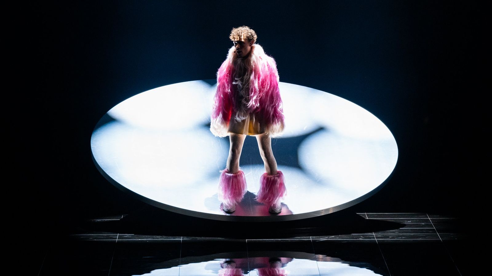 Nemo rehearsing The Code for Switzerland at the First Rehearsal of the Second Semi-Final at Malmö Arena
