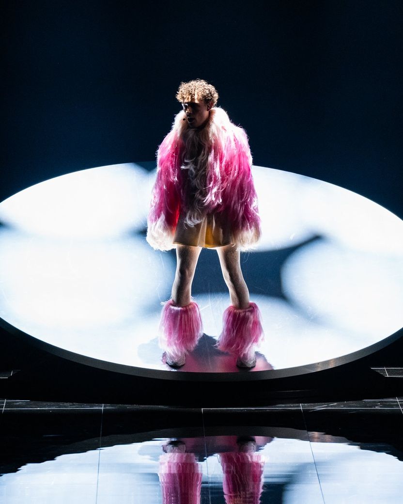 Nemo rehearsing The Code for Switzerland at the First Rehearsal of the Second Semi-Final at Malmö Arena