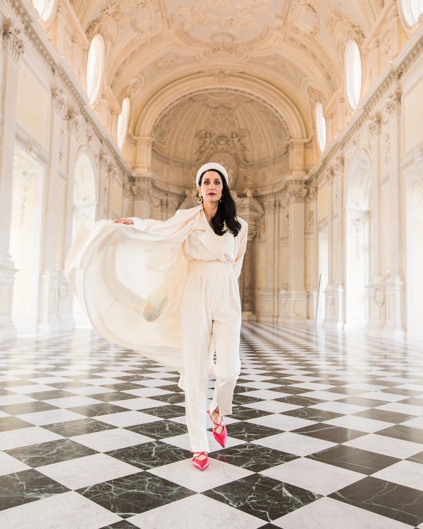 Konstrakta representing Serbia at the Eurovision Opening Ceremony 2022 at Galleria Grande, La Venaria Reale