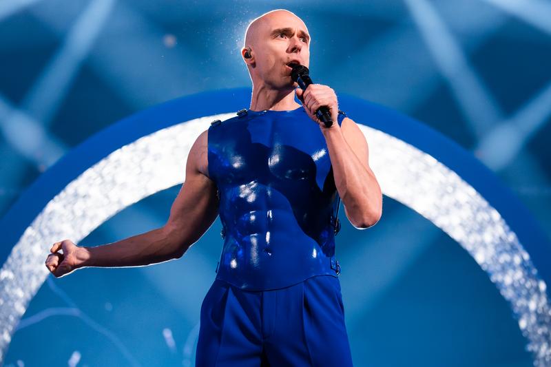 Dons rehearsing Hollow for Latvia at the First Rehearsal of the Second Semi-Final at Malmö Arena