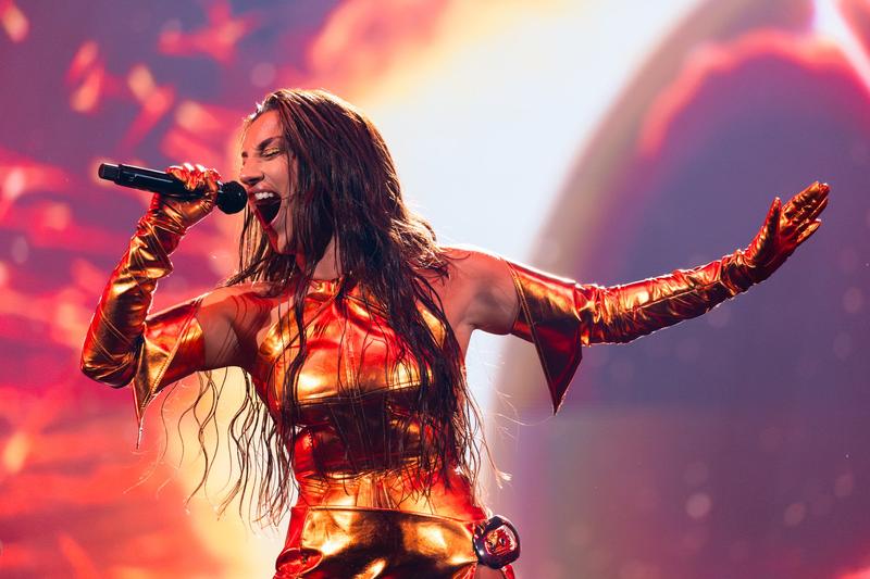 Nutsa Buzaladze rehearsing Firefighter for Georgia at the First Rehearsal of the Second Semi-Final at Malmö Arena