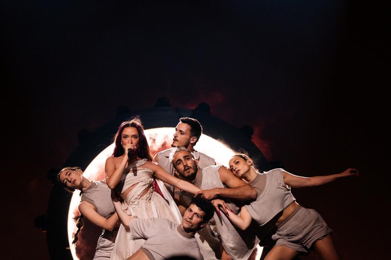 Eden Golan rehearsing Hurricane for Israel at the First Rehearsal of the Second Semi-Final at Malmö Arena