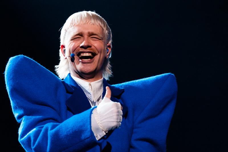 Joost Klein rehearsing Europapa for Netherlands at the First Rehearsal of the Second Semi-Final at Malmö Arena