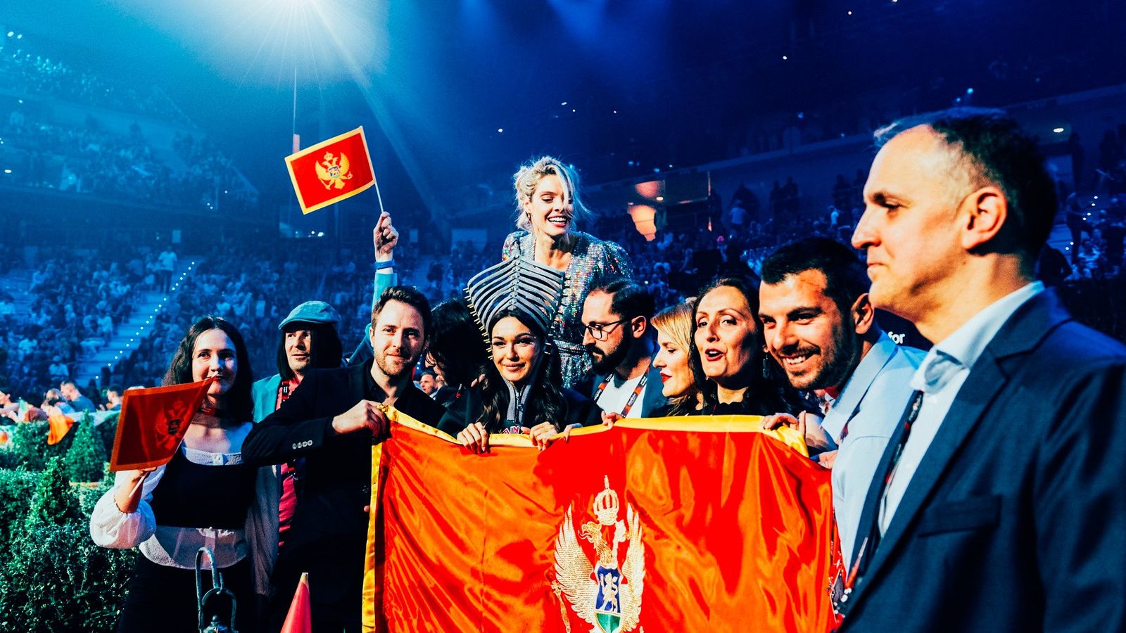 Montenegro’s Vladana and team at the Second Semi-Final of the Eurovision Song Contest 2022