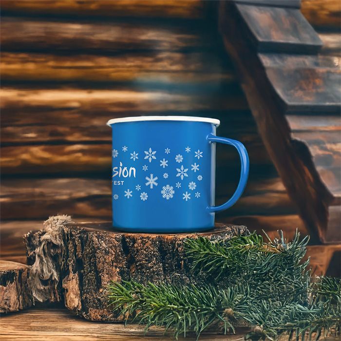 Festive Enamel Christmas Mug 2024