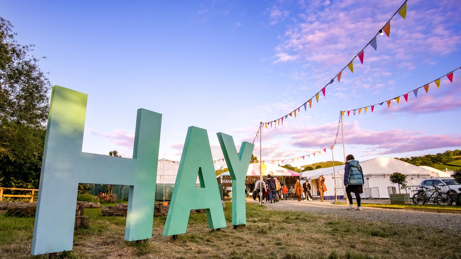 Hay Festival on a summer's day in Wales