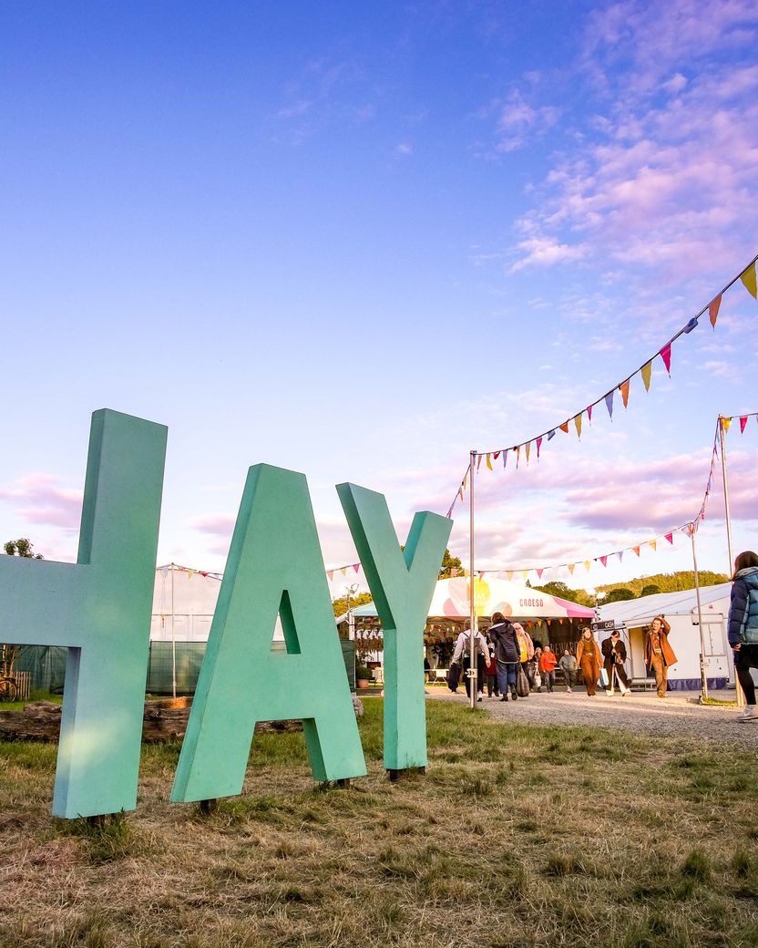 Hay Festival on a summer's day in Wales