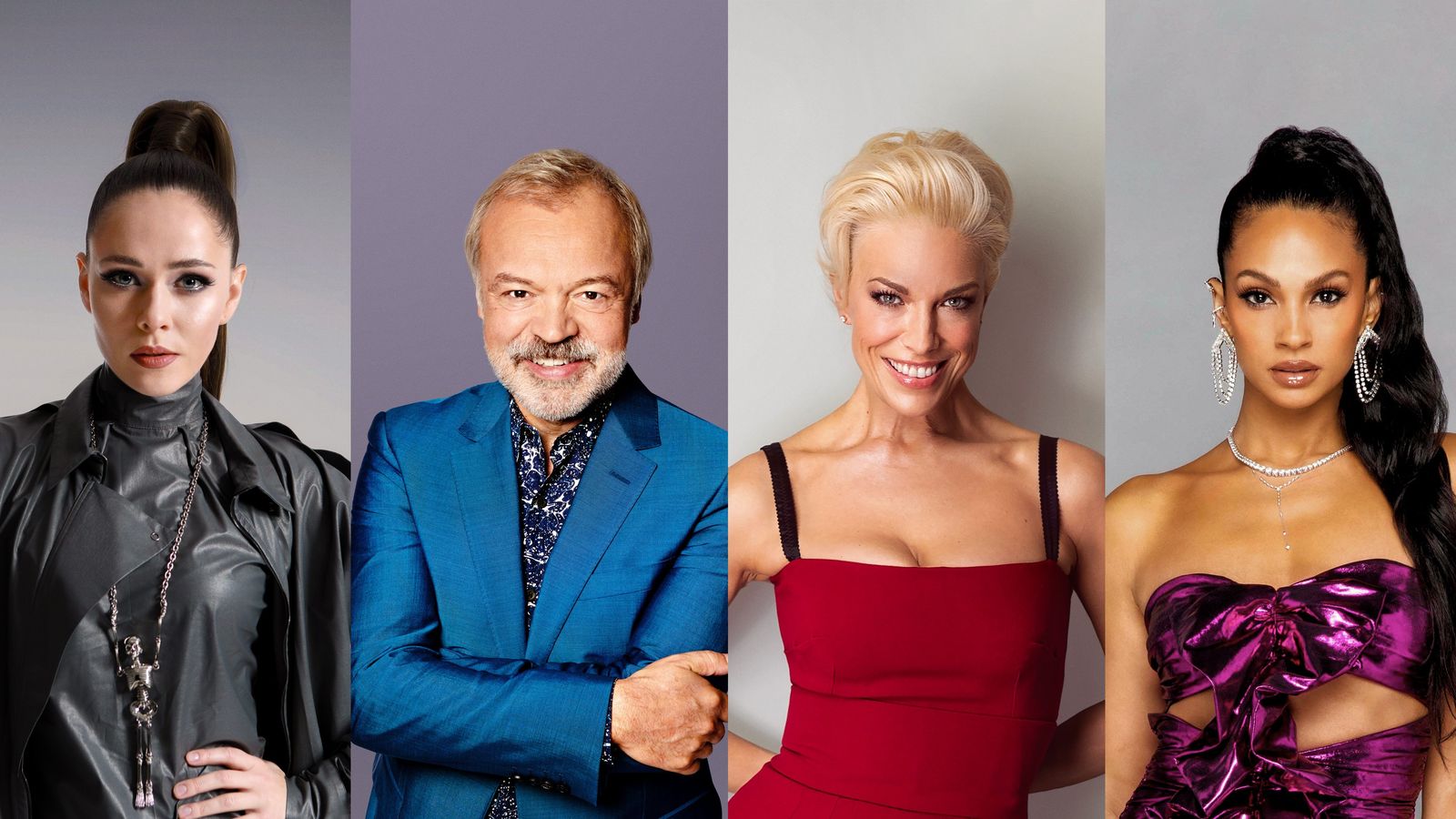 Eurovision 2023 Hosts (left to right): Julia Sanina, Graham Norton, Hannah Waddingham and Alesha Dixon.