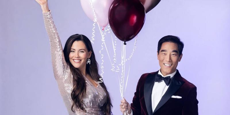 The hosts of Melodi Grand Prix 2024: Marion Ravn and Fredrik Solvang.