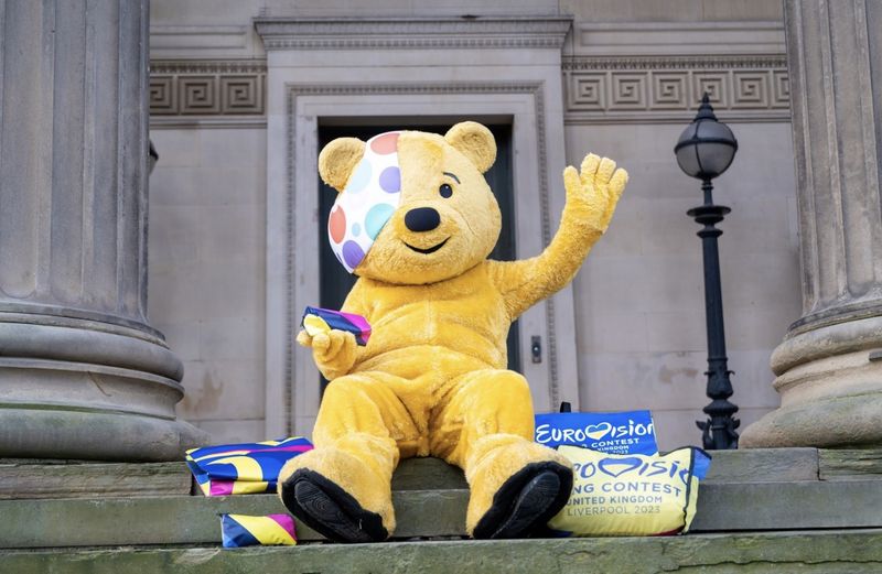 Pudsey Bear - Children In Need mascot - outside St George Hall, Liverpool